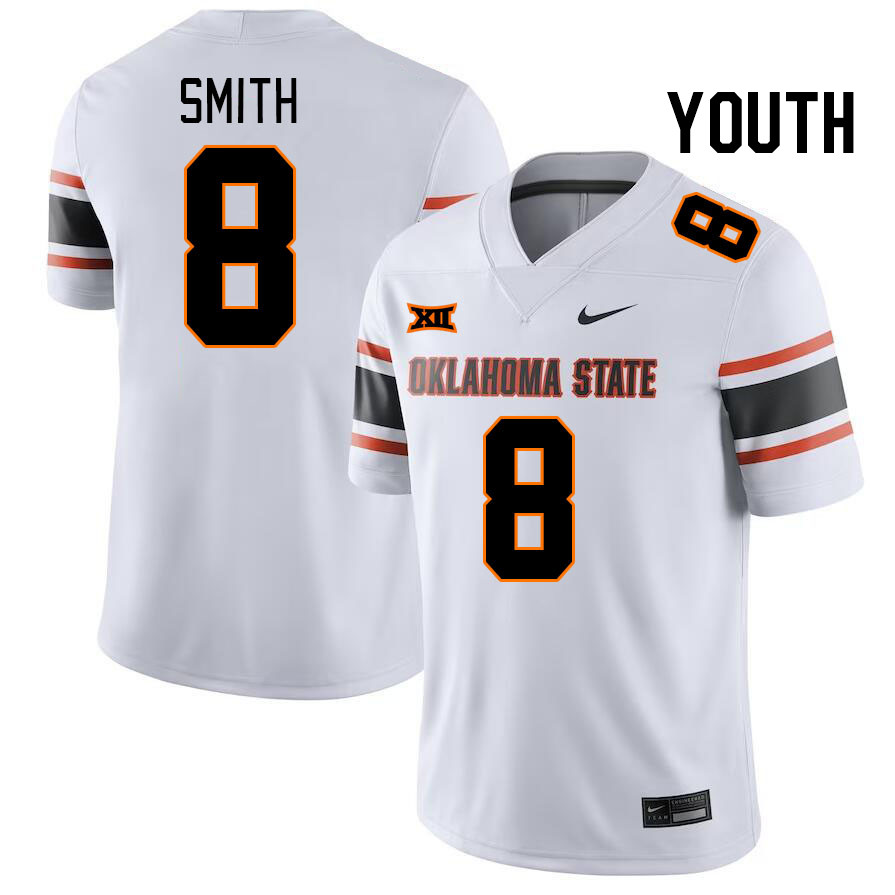 Youth #8 Maealiuaki Smith Oklahoma State Cowboys College Football Jerseys Stitched-White